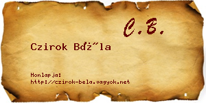 Czirok Béla névjegykártya